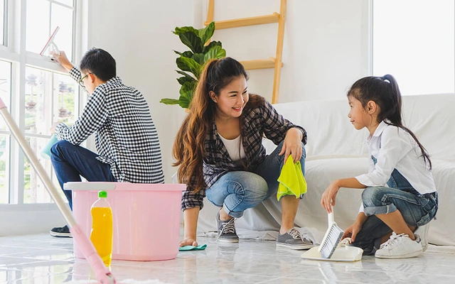 Dọn dẹp nhà cửa sạch sẽ, thông thoáng